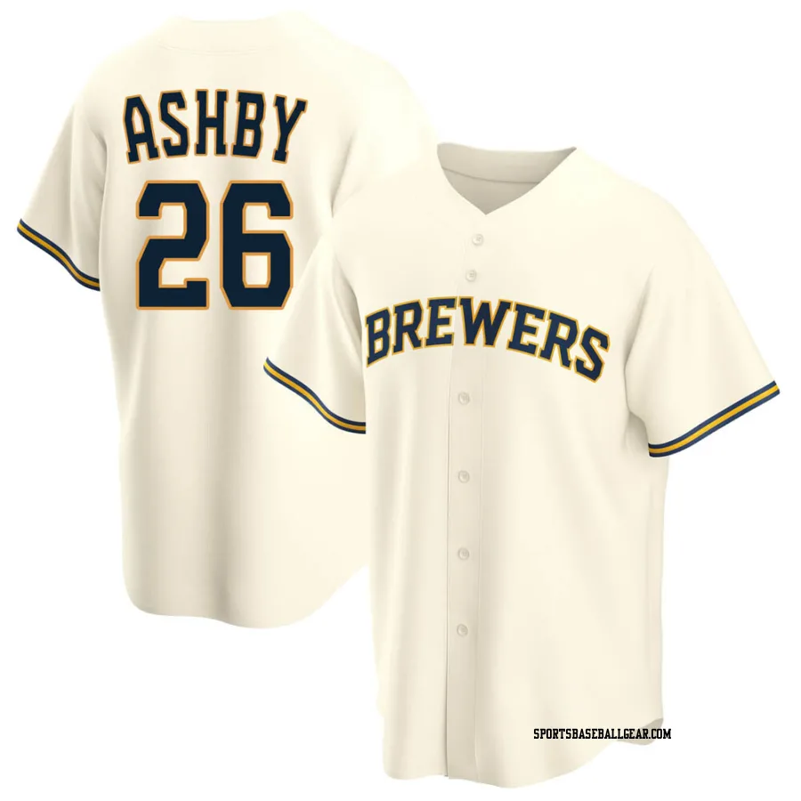 Aaron Ashby Men's Milwaukee Brewers Cream Replica Home Jersey