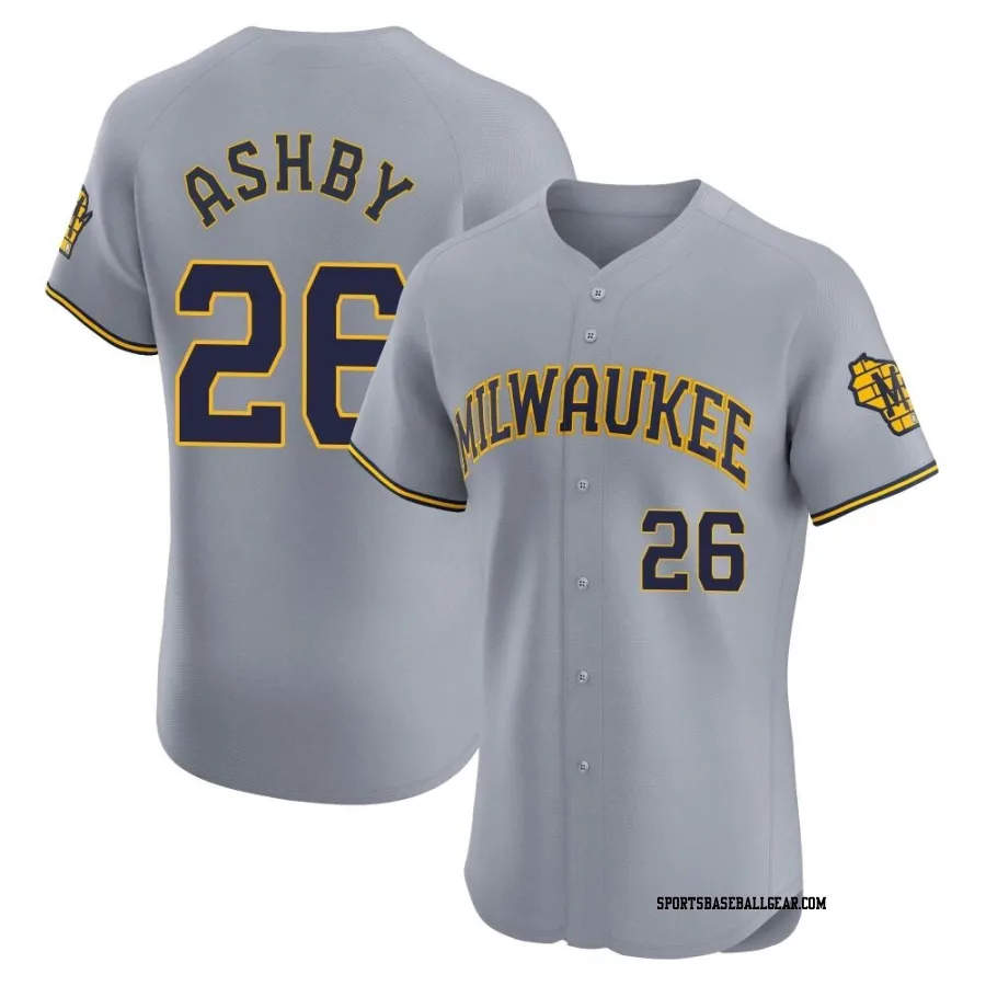 Aaron Ashby Men's Milwaukee Brewers Gray Elite Road Jersey