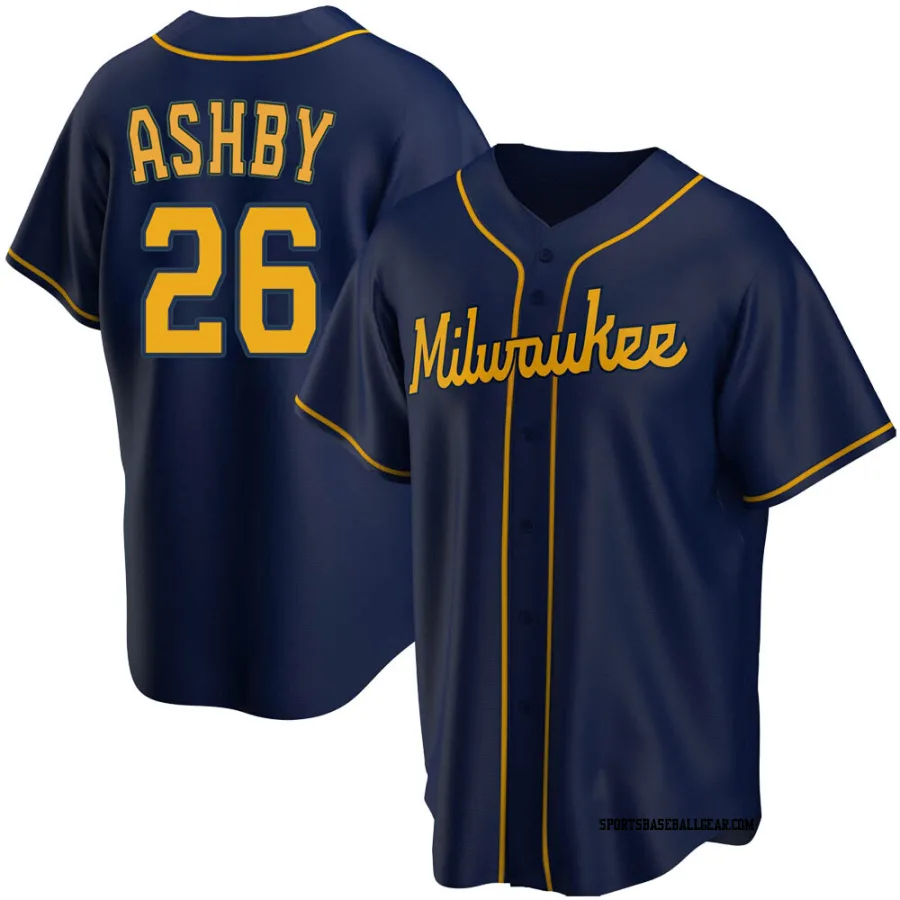 Aaron Ashby Men's Milwaukee Brewers Navy Replica Alternate Jersey