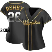 Aaron Ashby Women's Milwaukee Brewers Black Golden Replica Alternate Jersey