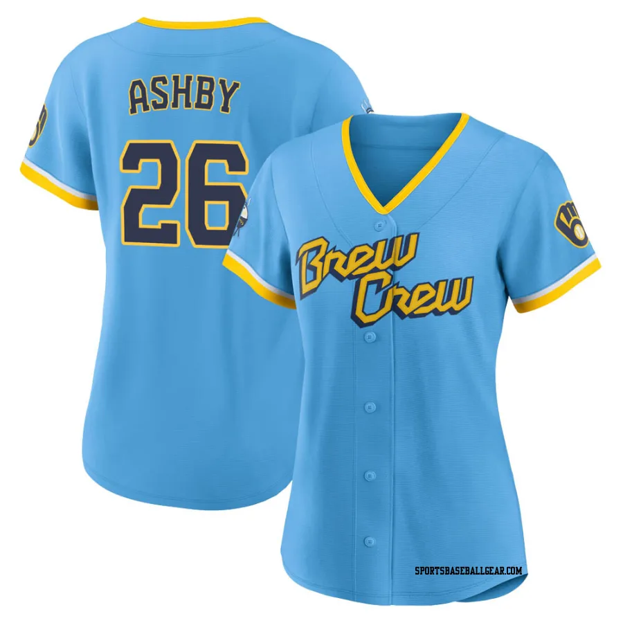 Aaron Ashby Women's Milwaukee Brewers Blue Authentic Powder 2022 City Connect Jersey