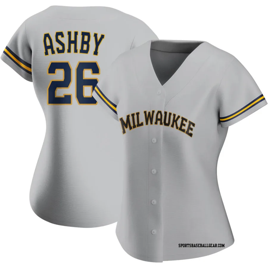 Aaron Ashby Women's Milwaukee Brewers Gray Replica Road Jersey