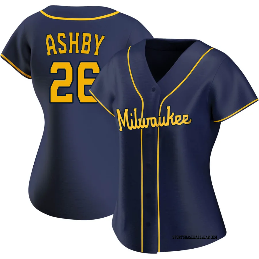 Aaron Ashby Women's Milwaukee Brewers Navy Authentic Alternate Jersey