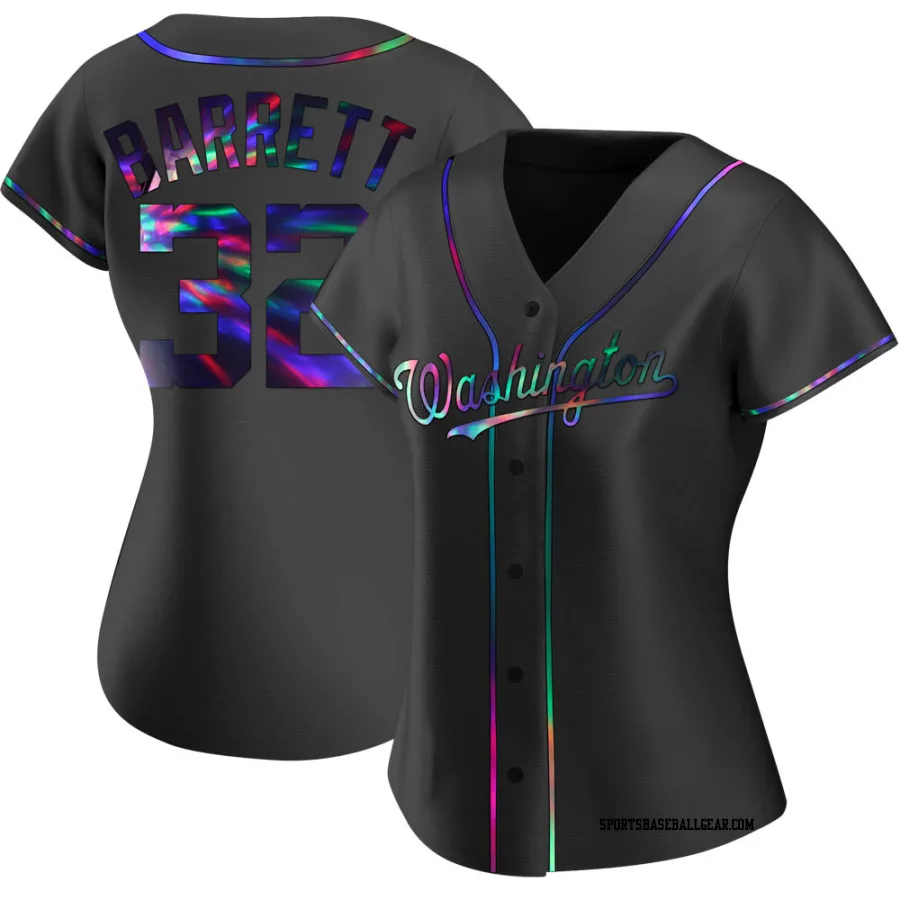 Aaron Barrett Women's Washington Nationals Black Holographic Replica Alternate Jersey