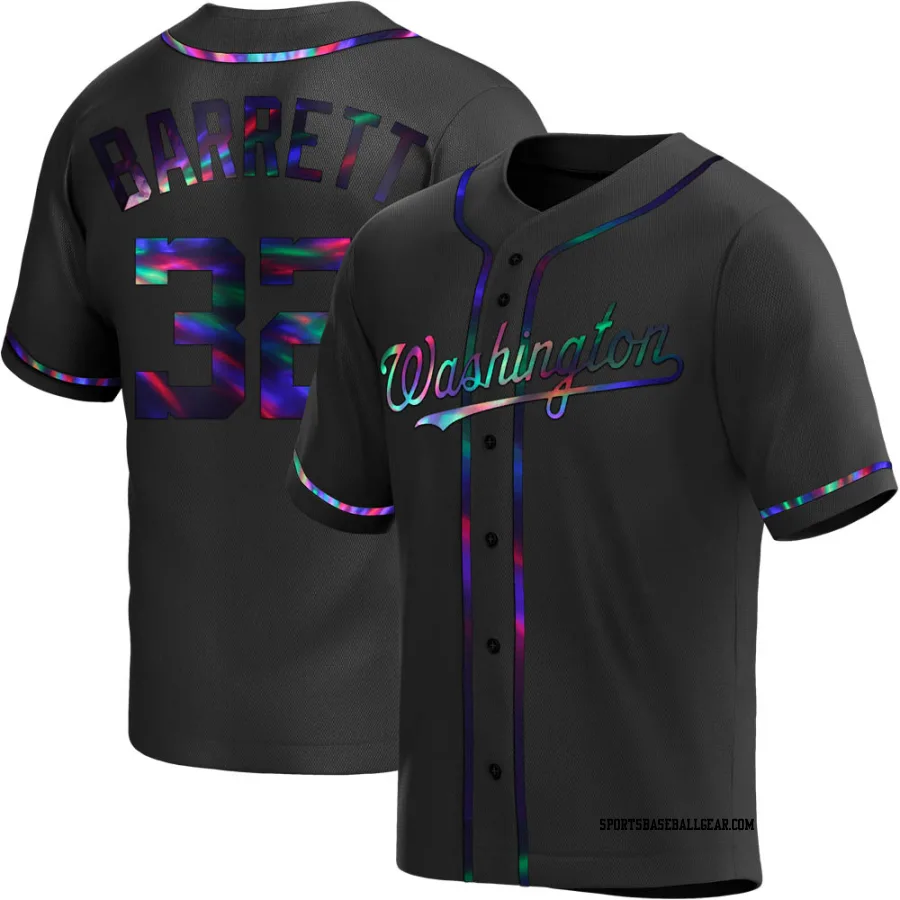 Aaron Barrett Youth Washington Nationals Black Holographic Replica Alternate Jersey