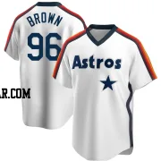 Aaron Brown Men's Houston Astros White Replica Home Cooperstown Collection Team Jersey