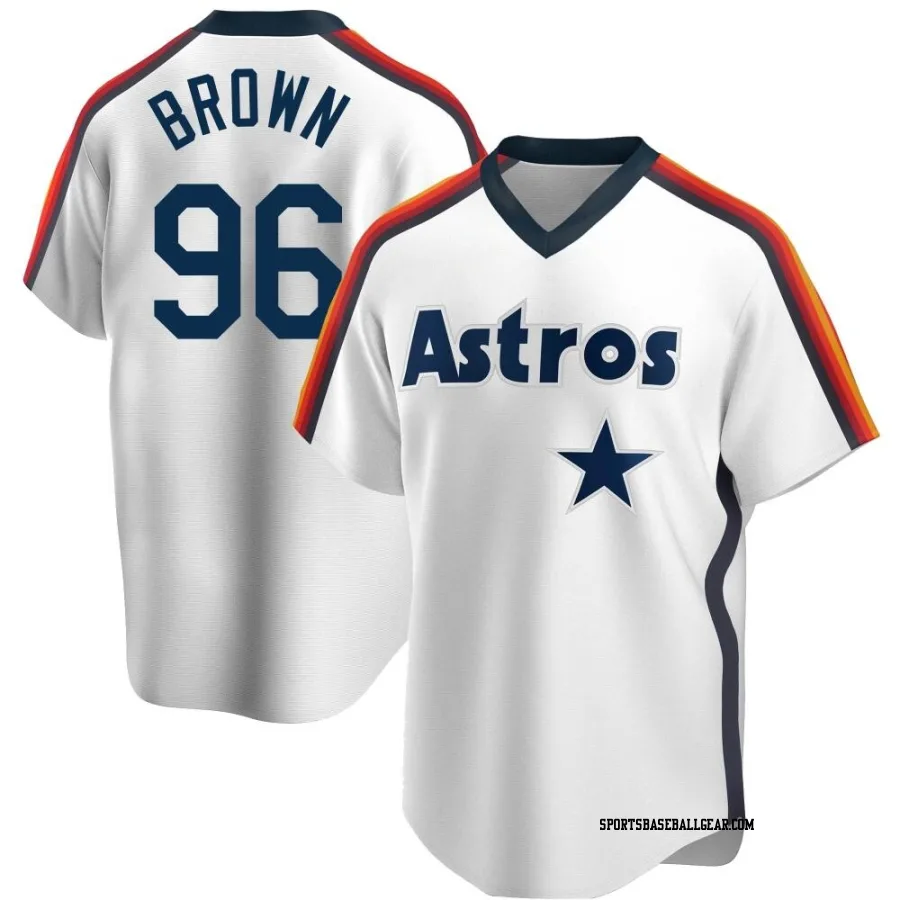 Aaron Brown Men's Houston Astros White Replica Home Cooperstown Collection Team Jersey