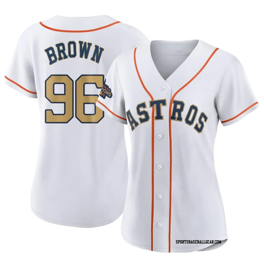 Aaron Brown Women's Houston Astros Gold Replica White 2023 Collection Jersey