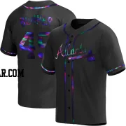 Aaron Bummer Men's Atlanta Braves Black Holographic Replica Alternate Jersey