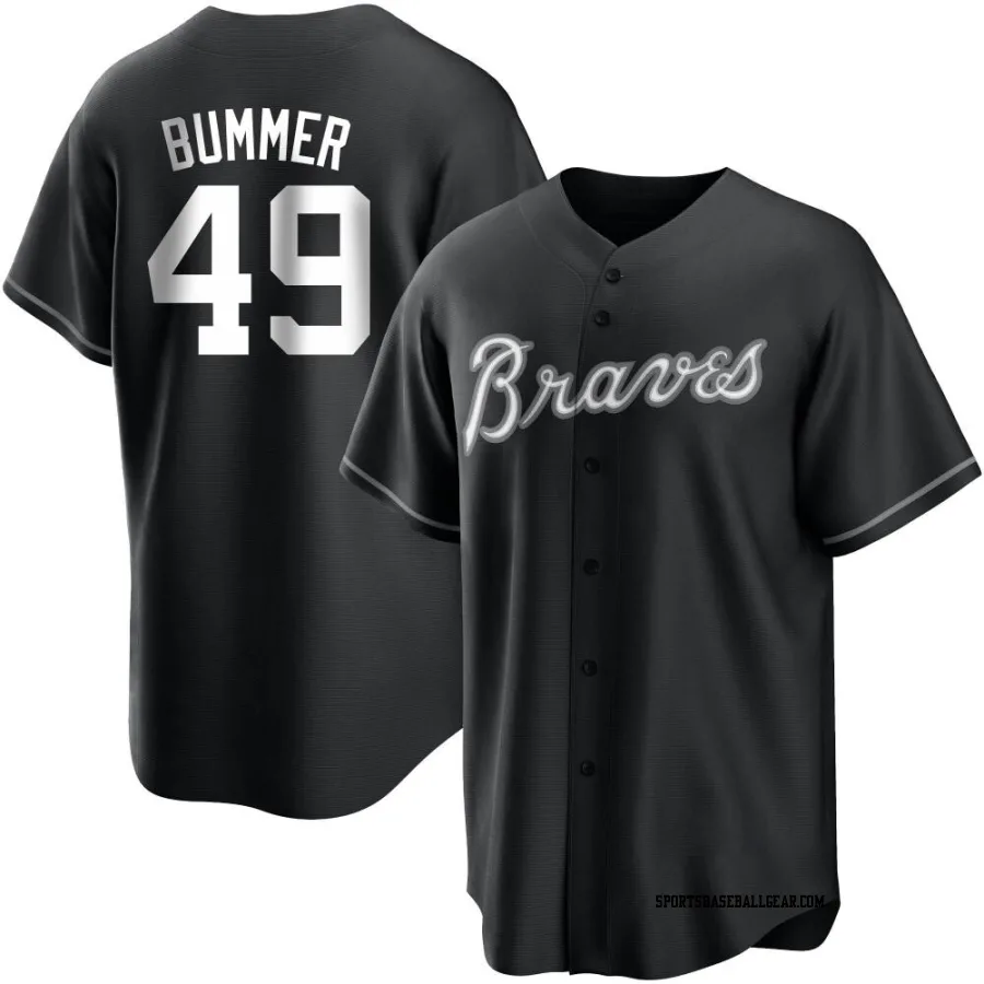 Aaron Bummer Men's Atlanta Braves Black/White Replica Jersey