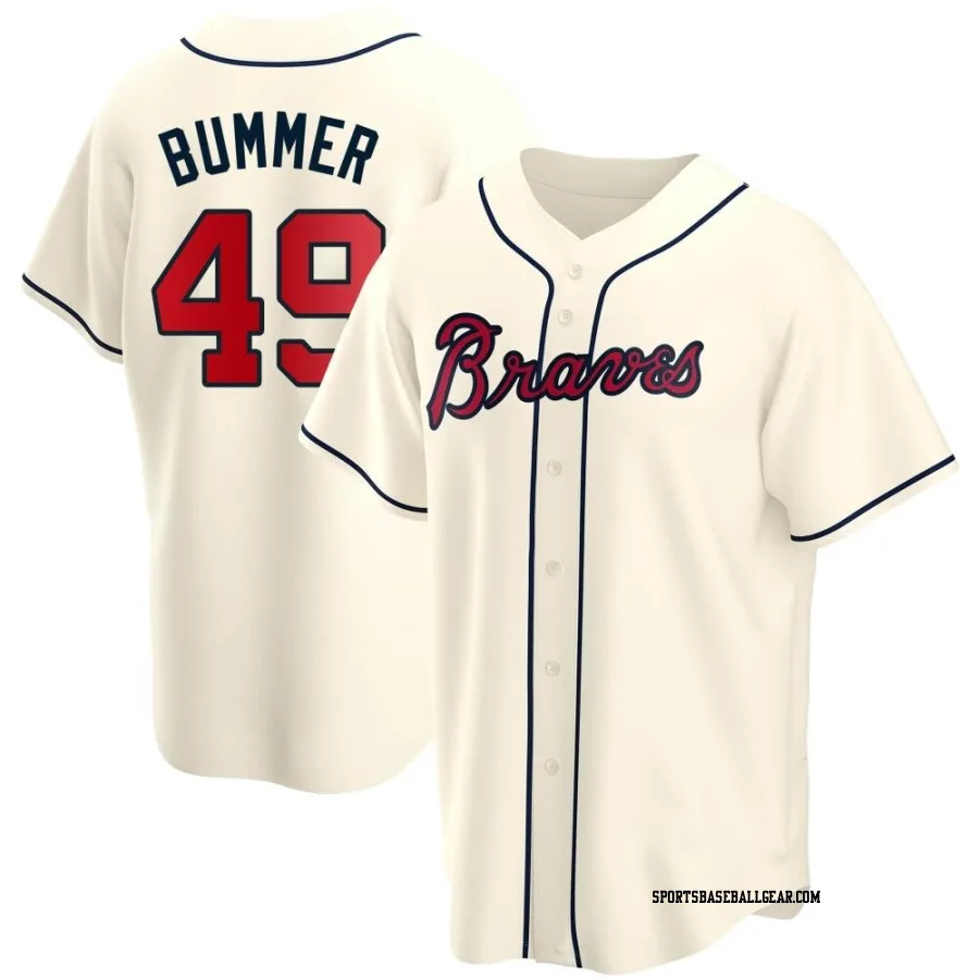 Aaron Bummer Men's Atlanta Braves Cream Replica Alternate Jersey