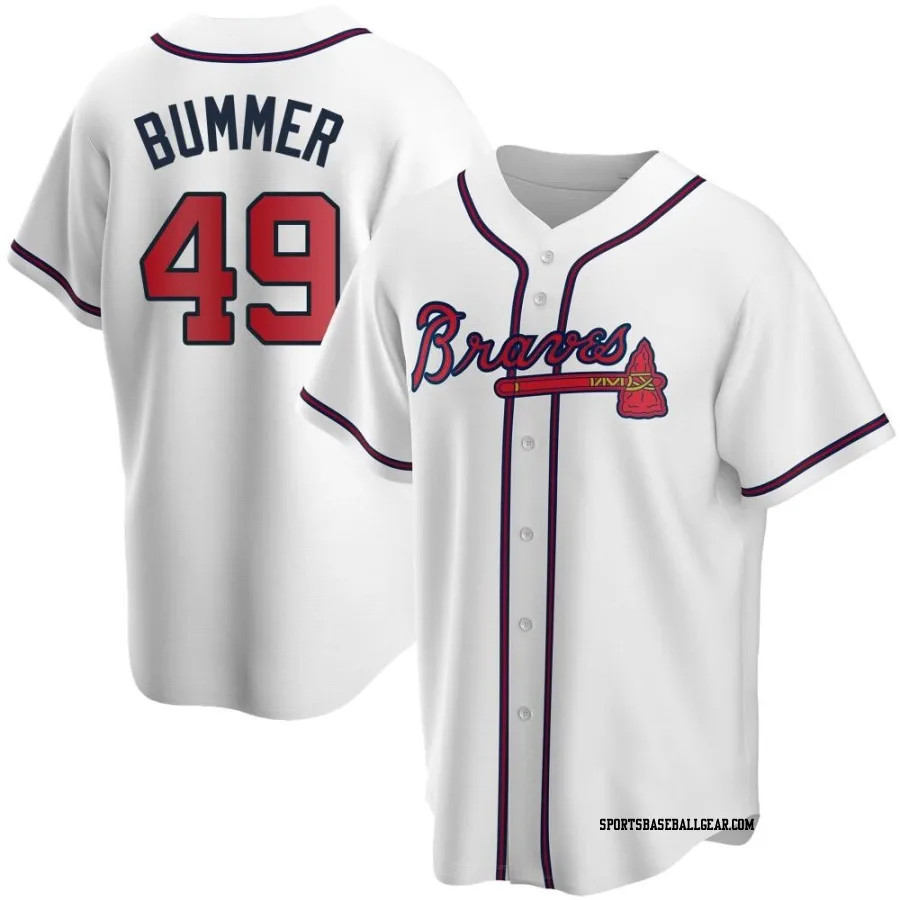 Aaron Bummer Men's Atlanta Braves White Replica Home Jersey