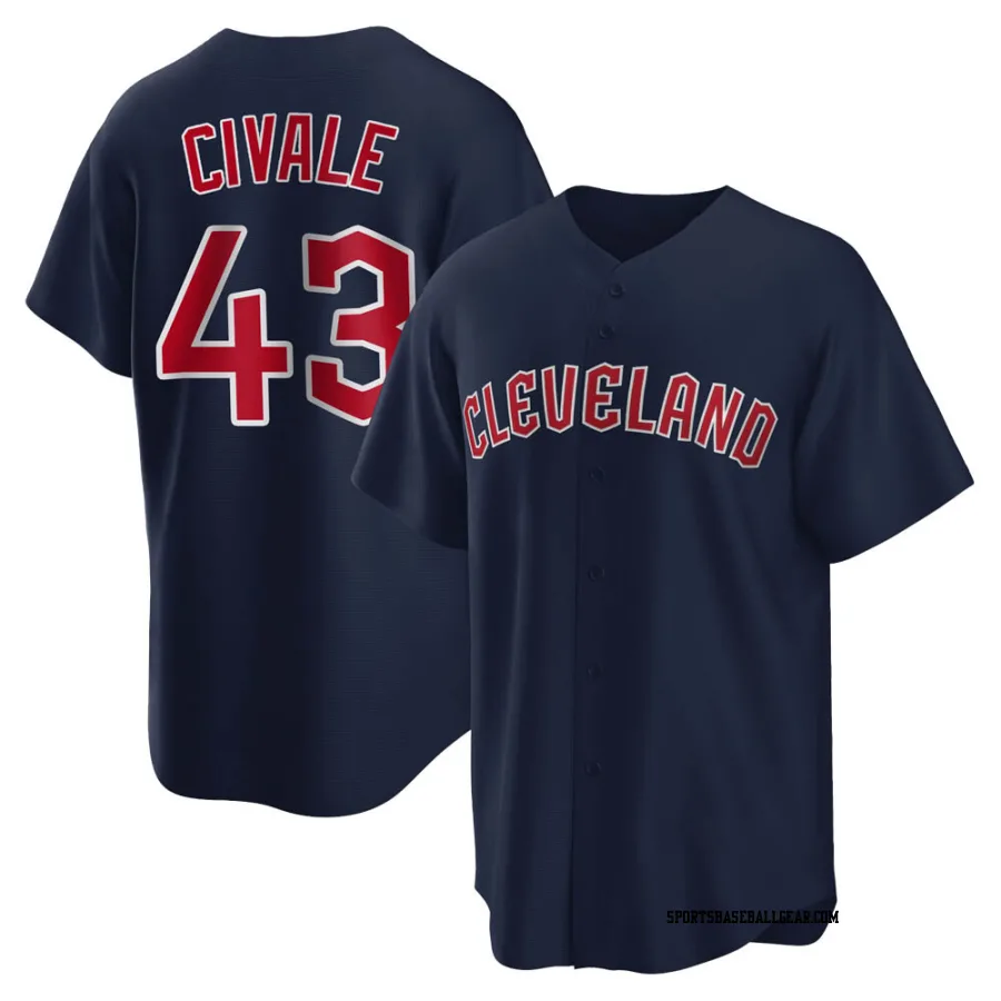 Aaron Civale Men's Cleveland Guardians Navy Replica Alternate Jersey