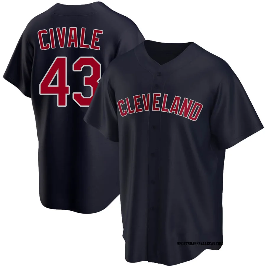 Aaron Civale Men's Cleveland Guardians Navy Replica Alternate Jersey