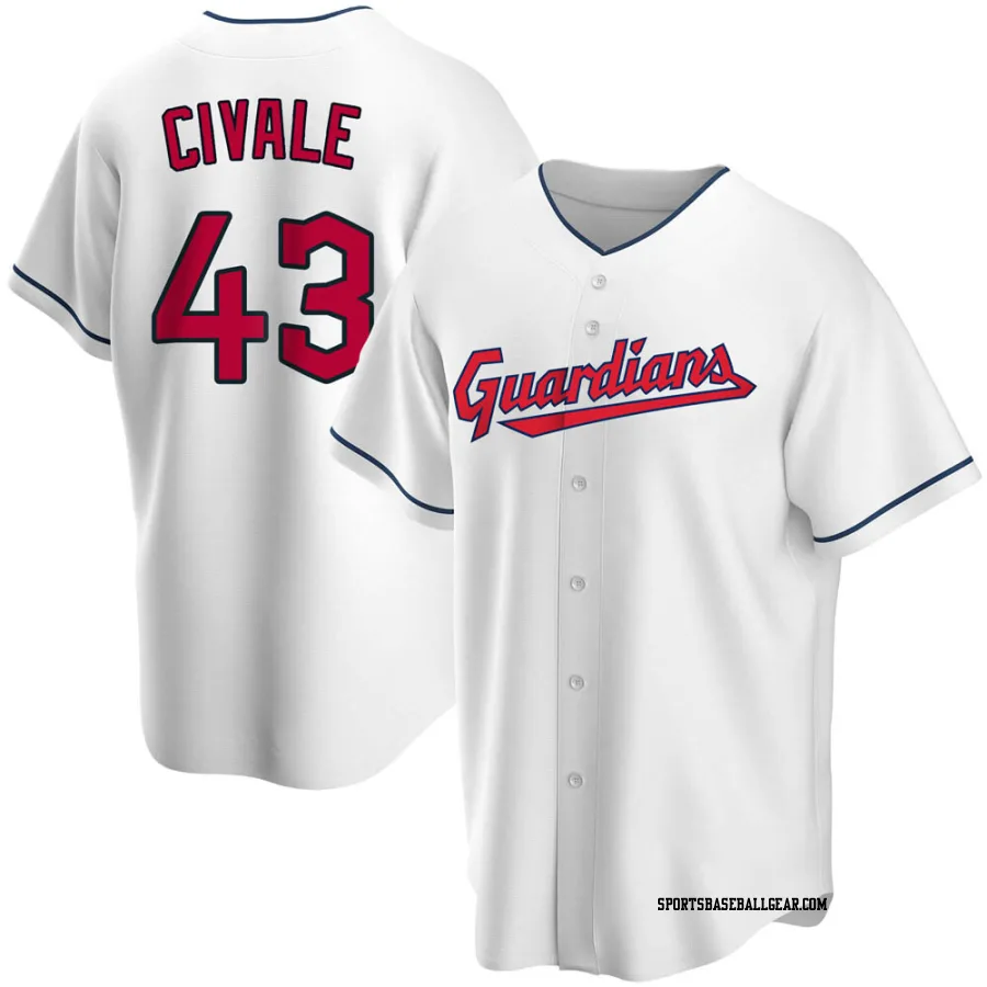 Aaron Civale Men's Cleveland Guardians White Replica Home Jersey