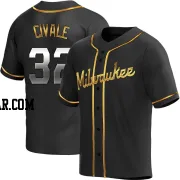 Aaron Civale Men's Milwaukee Brewers Black Golden Replica Alternate Jersey