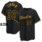 Aaron Civale Men's Milwaukee Brewers Black Replica Snake Skin City Jersey