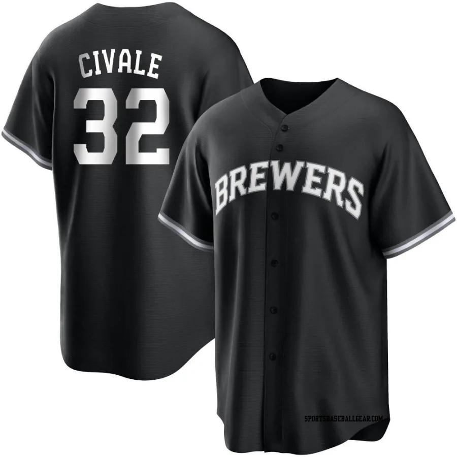 Aaron Civale Men's Milwaukee Brewers Black/White Replica Jersey