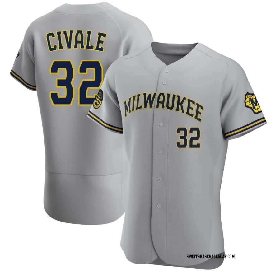 Aaron Civale Men's Milwaukee Brewers Gray Authentic Road Jersey