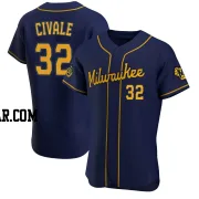 Aaron Civale Men's Milwaukee Brewers Navy Authentic Alternate Jersey