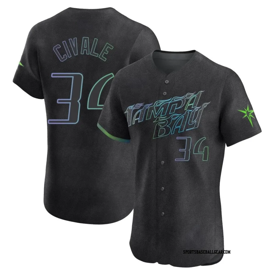 Aaron Civale Men's Tampa Bay Rays Charcoal Elite 2024 City Connect Jersey