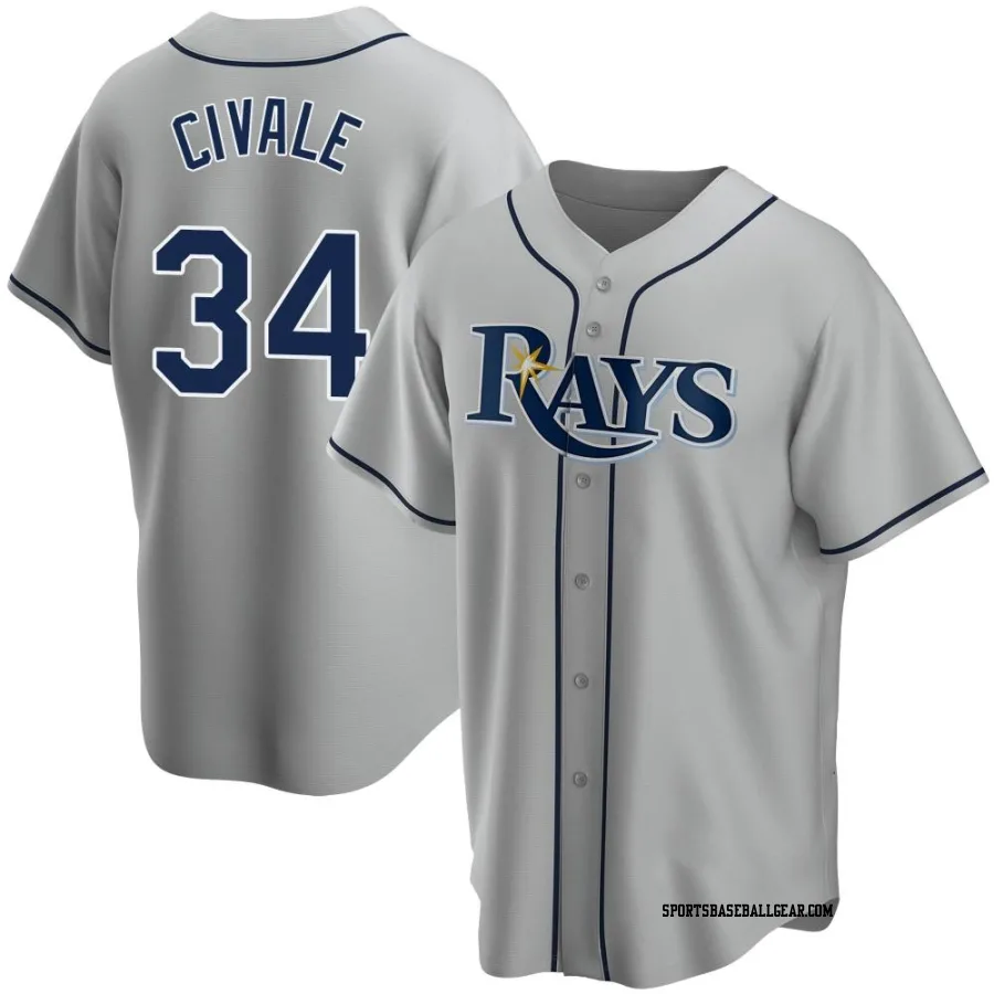 Aaron Civale Men's Tampa Bay Rays Gray Replica Road Jersey