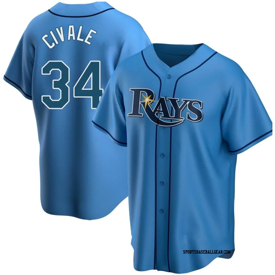 Aaron Civale Men's Tampa Bay Rays Light Blue Replica Alternate Jersey