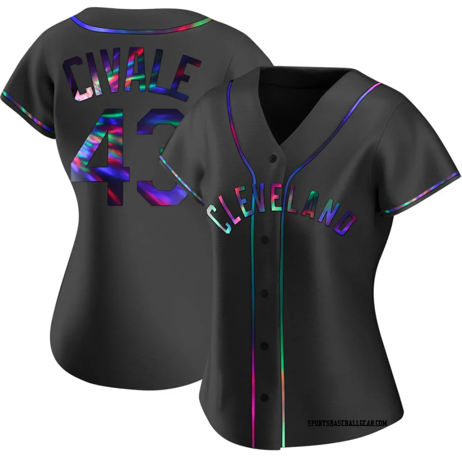 Aaron Civale Women's Cleveland Guardians Black Holographic Replica Alternate Jersey