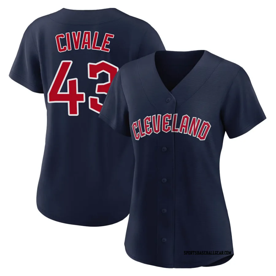 Aaron Civale Women's Cleveland Guardians Navy Replica Alternate Jersey