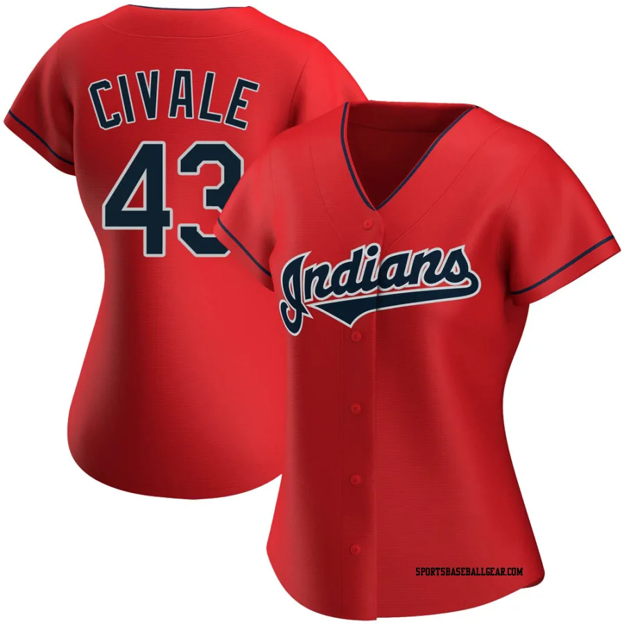 Aaron Civale Women's Cleveland Guardians Red Authentic Alternate Jersey