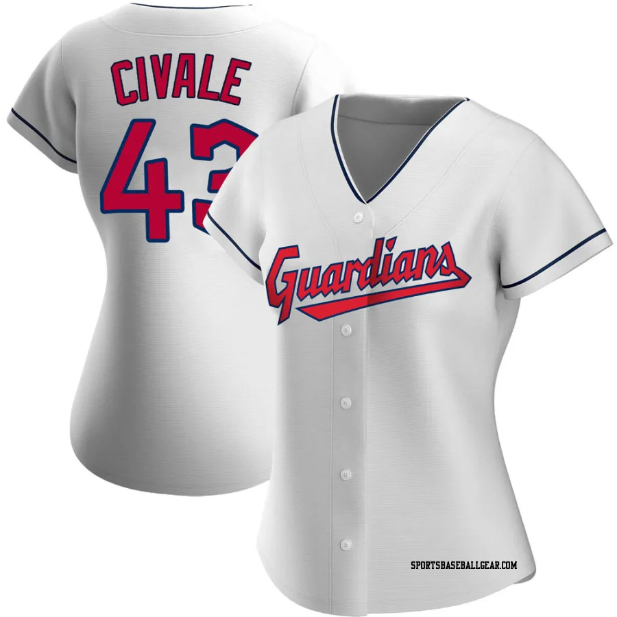 Aaron Civale Women's Cleveland Guardians White Authentic Home Jersey