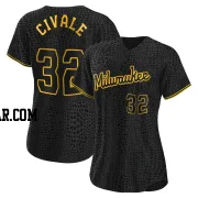 Aaron Civale Women's Milwaukee Brewers Black Authentic Snake Skin City Jersey