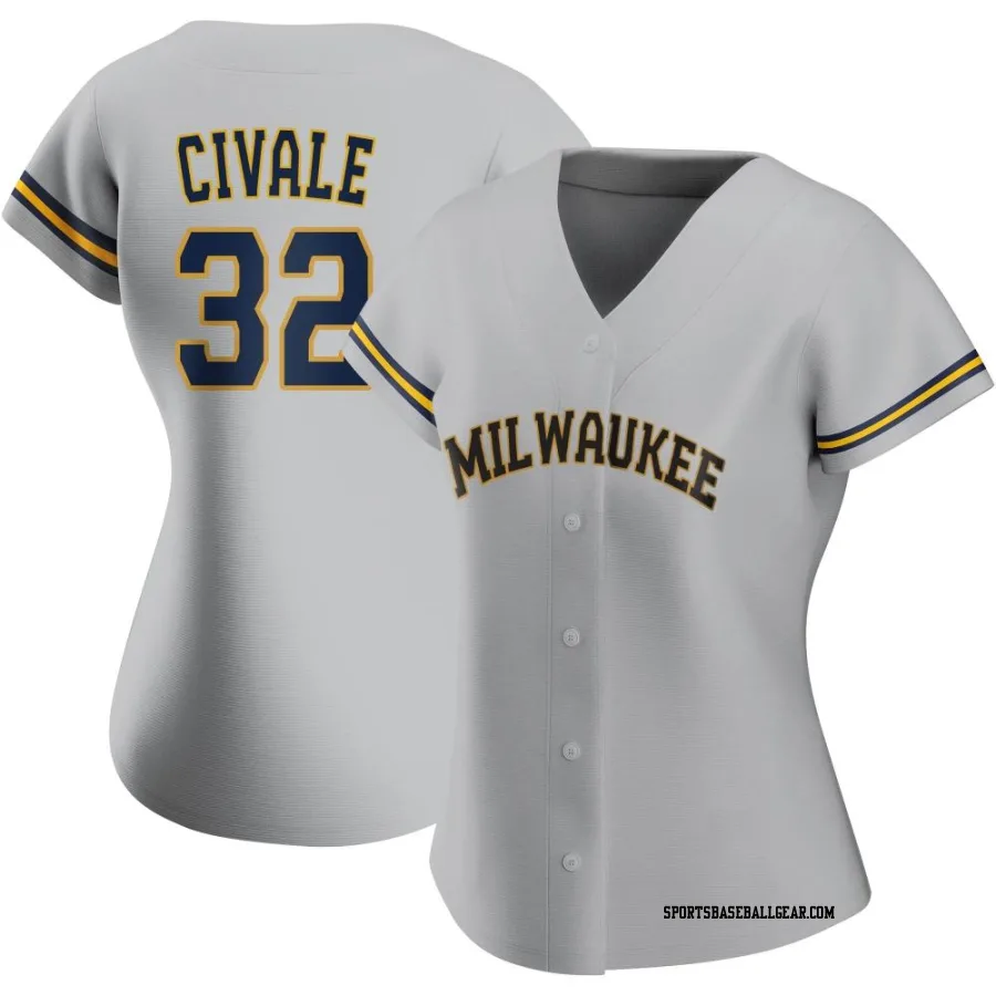 Aaron Civale Women's Milwaukee Brewers Gray Authentic Road Jersey