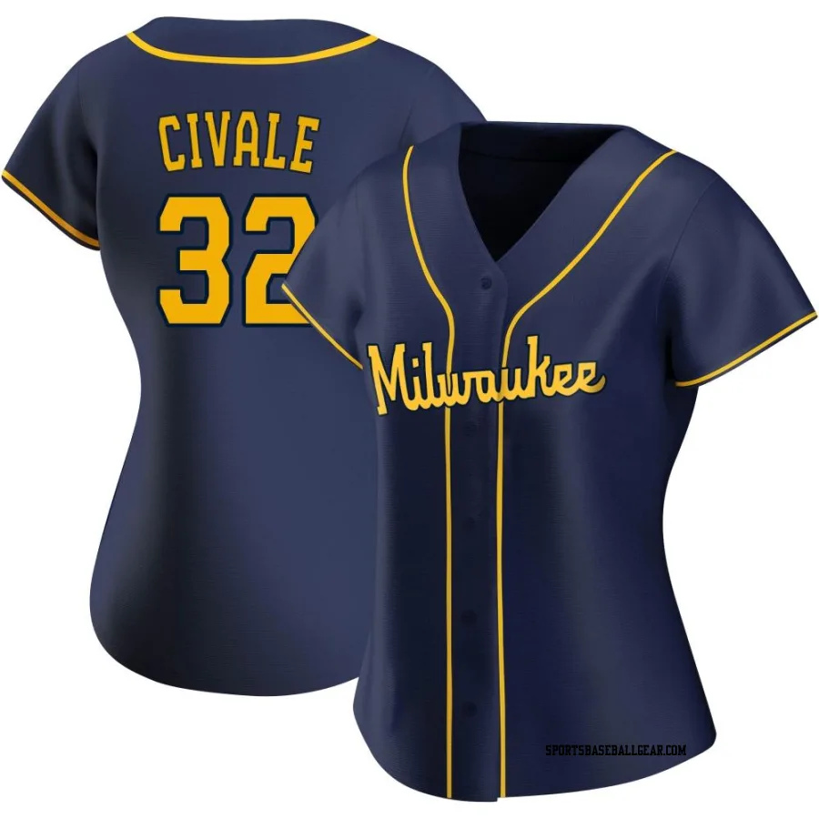 Aaron Civale Women's Milwaukee Brewers Navy Replica Alternate Jersey