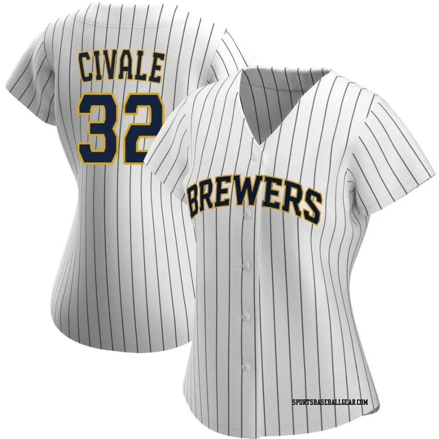 Aaron Civale Women's Milwaukee Brewers White/Navy Replica Alternate Jersey