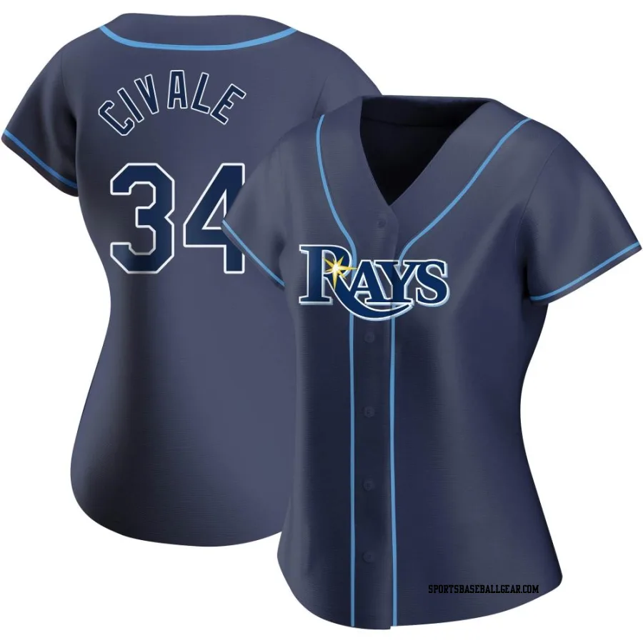 Aaron Civale Women's Tampa Bay Rays Navy Authentic Alternate Jersey