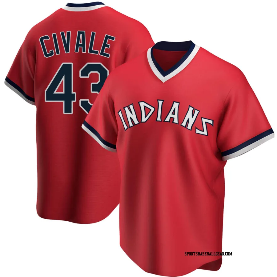 Aaron Civale Youth Cleveland Guardians Red Replica Road Cooperstown Collection Jersey