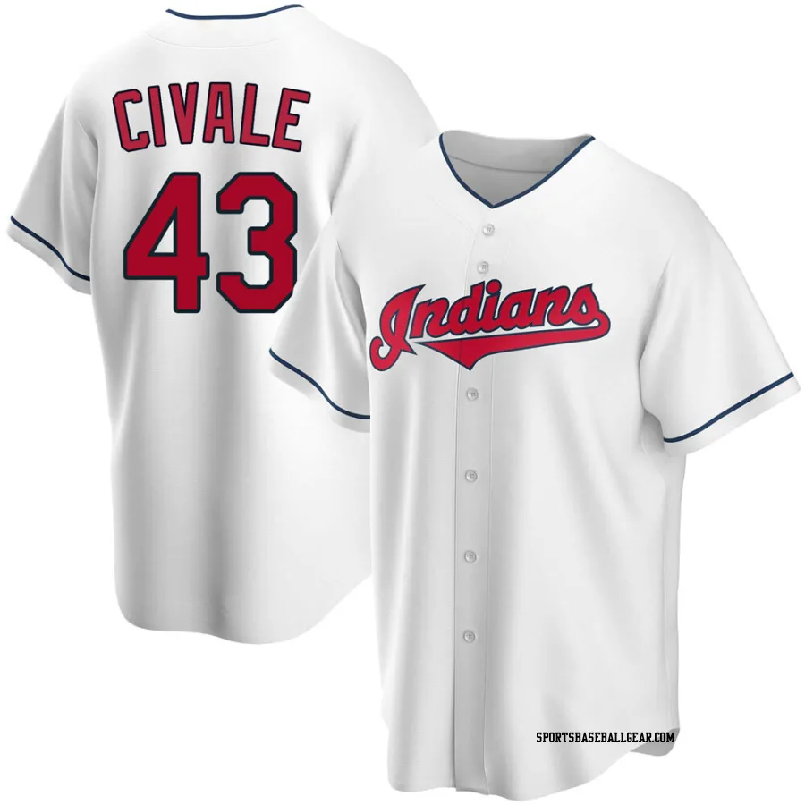 Aaron Civale Youth Cleveland Guardians White Replica Home Jersey