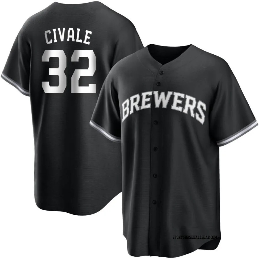 Aaron Civale Youth Milwaukee Brewers Black/White Replica Jersey