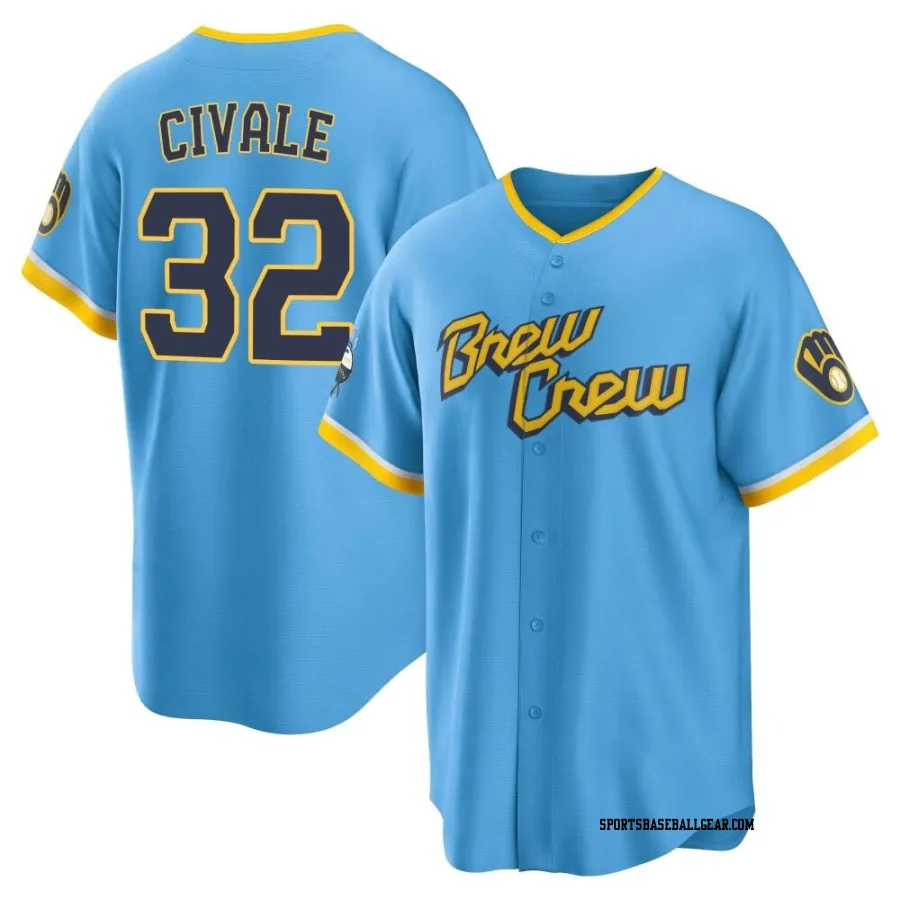 Aaron Civale Youth Milwaukee Brewers Blue Replica Powder 2022 City Connect Jersey