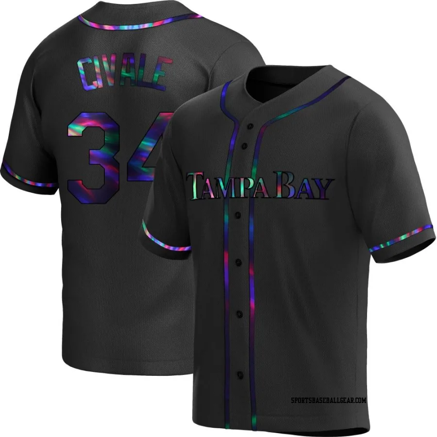 Aaron Civale Youth Tampa Bay Rays Black Holographic Replica Alternate Jersey