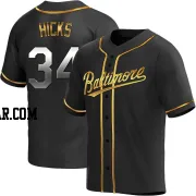 Aaron Hicks Men's Baltimore Orioles Black Golden Replica Alternate Jersey