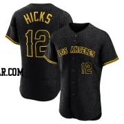 Aaron Hicks Men's Los Angeles Angels Black Authentic Snake Skin City Jersey