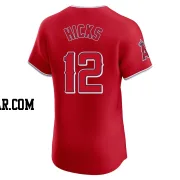 Aaron Hicks Men's Los Angeles Angels Red Elite Alternate Jersey