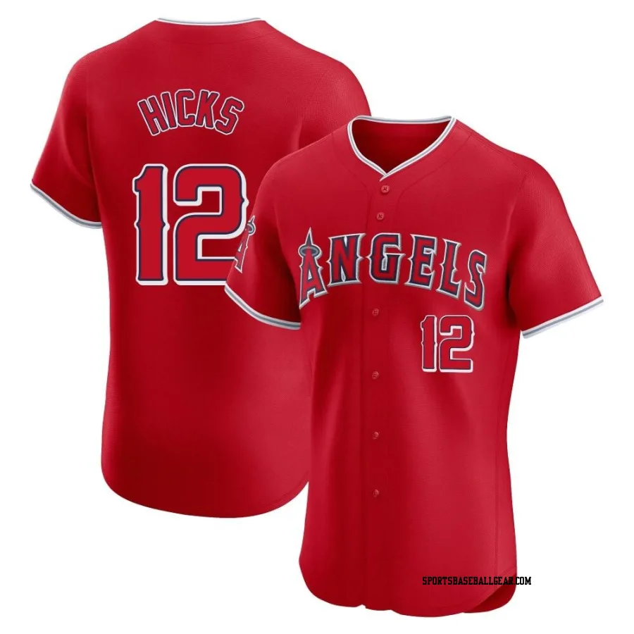 Aaron Hicks Men's Los Angeles Angels Red Elite Alternate Jersey