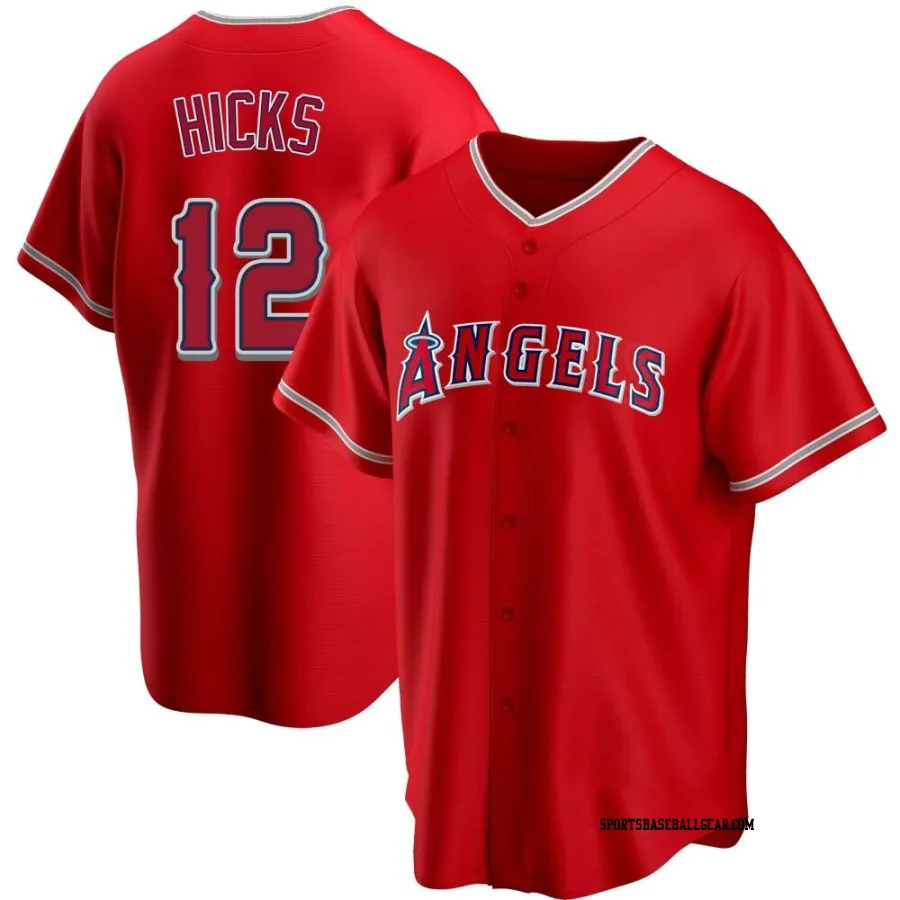 Aaron Hicks Men's Los Angeles Angels Red Replica Alternate Jersey