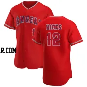 Aaron Hicks Men's Los Angeles Angels Scarlet Authentic Alternate Jersey