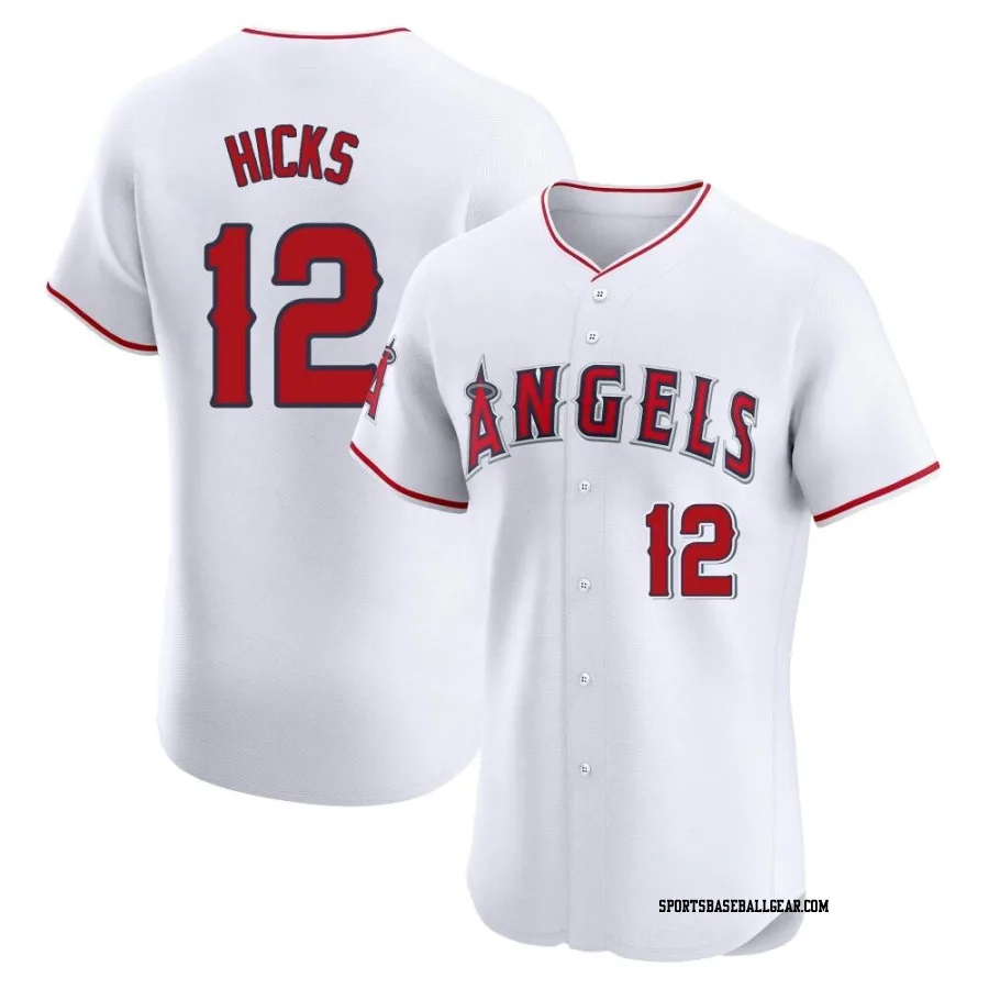 Aaron Hicks Men's Los Angeles Angels White Elite Home Jersey