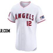 Aaron Hicks Men's Los Angeles Angels White Elite Home Patch Jersey