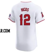 Aaron Hicks Men's Los Angeles Angels White Elite Home Patch Jersey